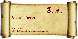 Biebl Anna névjegykártya
