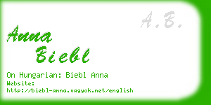 anna biebl business card